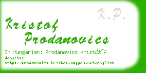 kristof prodanovics business card